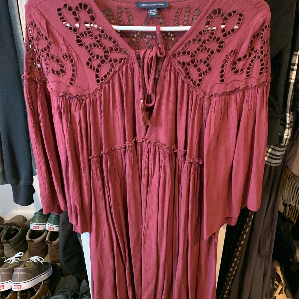 AMERICAN EAGLE maroon boho dress or cover up